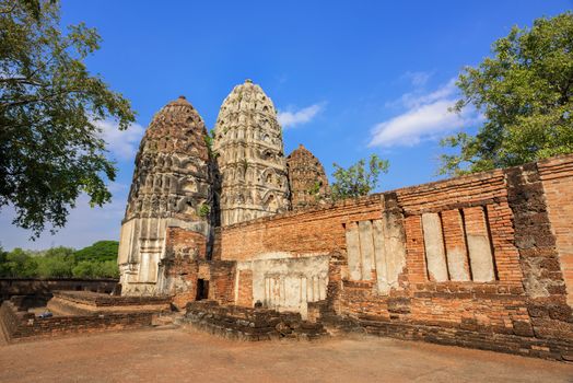 Wat Sri Savaya at Sukhothai historical park in Sukhothai, Thailand.