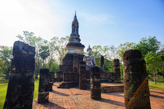 Ancient Buddha Statue in Sukhothai historical park in Sukhothai, Thailand.