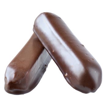 Chocolate marzipan bar isolated on a white background.