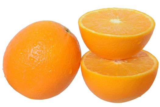 Cut oranges heap isolated on a white background
