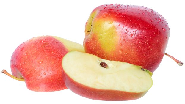 Cut red apple isolated on a white background.