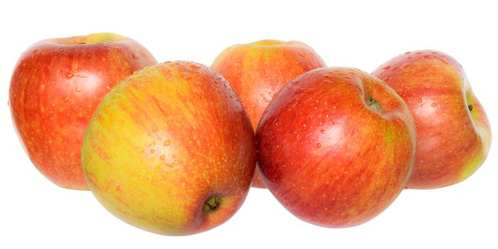 Group red apple isolated on a white background.