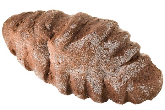 Fresh brown grain bread isolated on a white background.