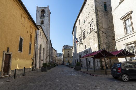 narni,italy june 29 2020 :street giuseppe garibaldi in the center of the town of narni which leads to square of priori