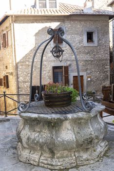 narni,italy june 29 2020 :well of the community of narni country near the hostel