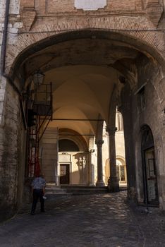 narni,italy june 29 2020 :architecture of buildings and alleys in the country of Narni on a sunny day