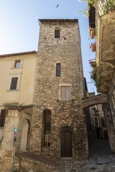 narni,italy june 29 2020 :architecture of buildings and alleys in the country of Narni on a sunny day