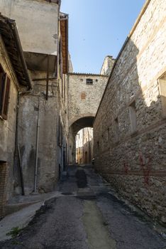 narni,italy june 29 2020 :architecture of buildings and alleys in the country of Narni on a sunny day