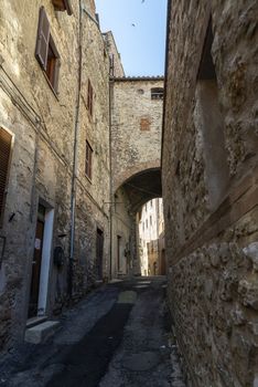 narni,italy june 29 2020 :architecture of buildings and alleys in the country of Narni on a sunny day