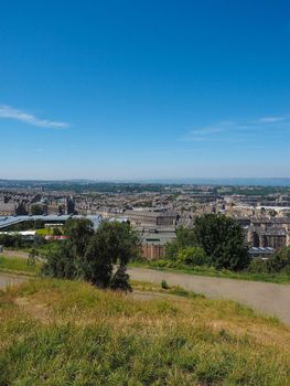 Aerial view of the city seen from Calton Hill in Edinburgh, UK