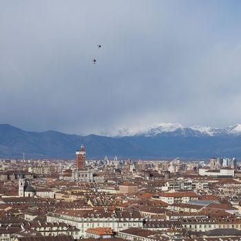 Aerial view of the city of Turin, Italy