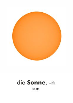 German word card: die Sonne (sun)