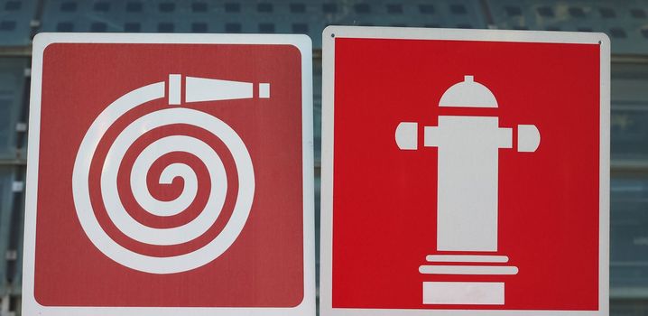 fire hose and fire hydrant signs for fire fighters