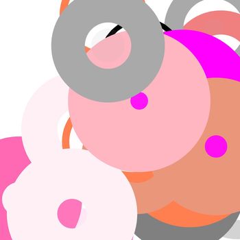 Abstract minimalist grey pink illustration with circles useful as a background