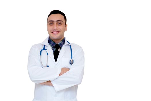 portrait of male doctor isolated on white background