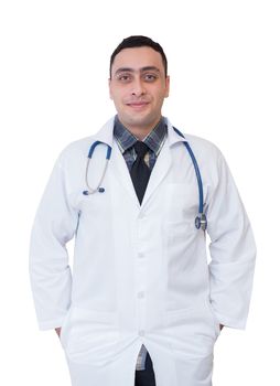 portrait of male doctor isolated on white background