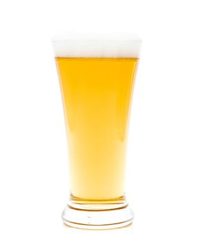 Beer in a glass on white background