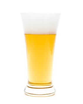 Beer in a glass on white background