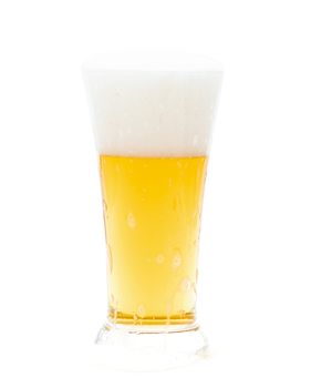 Beer in a glass on white background