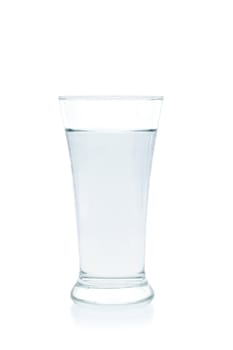 Water in a glass on white background