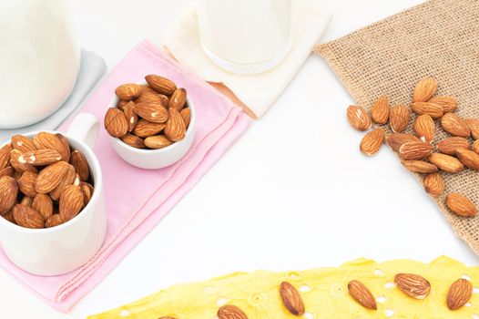 Milk Almonds in a glass on a white background