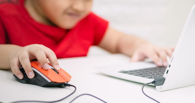 Children playing computer addicted to games