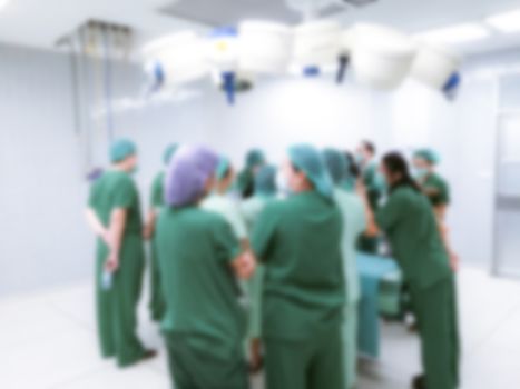Image blur Surgery doctor team Operating room in hospital