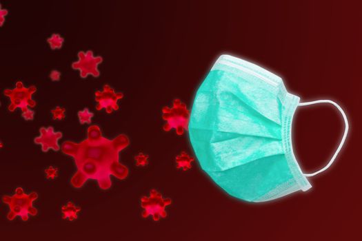 Mask virus protection Coronavirus 2019 (Covid-19) on a Red background