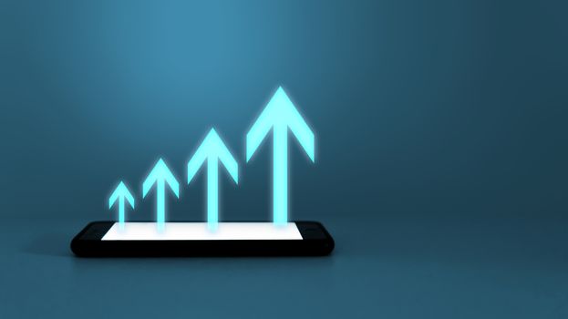 New high business look way to growth path to the target working with new modern smart phone and business strategy as graph concept