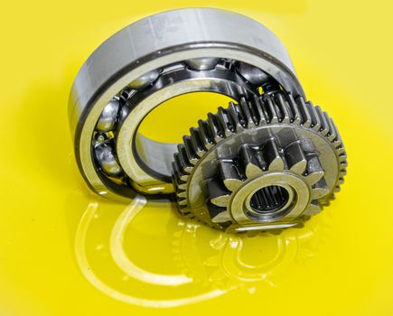 Gear and bearing industry in lubricant oiling a white background