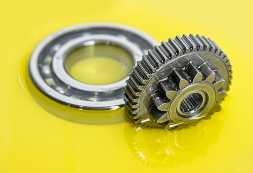 Gear and bearing industry in lubricant oiling a white background