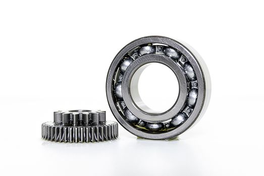 Gear and bearing industry in lubricant oiling a white background