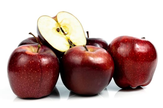 Fresh red apple on a white background