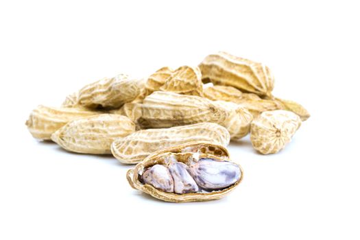 Peanuts boiled on a white background
