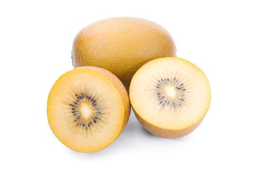 Golden kiwi fruit on a white background