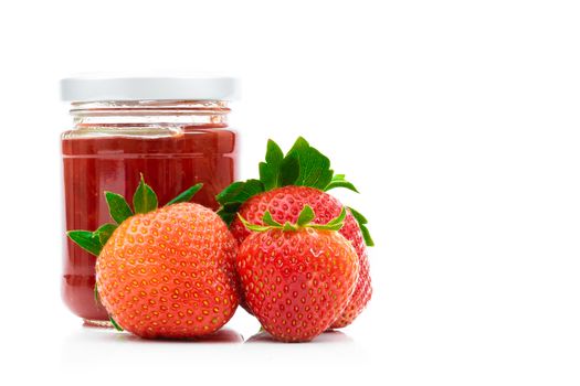 Strawberry and Jam on white background.