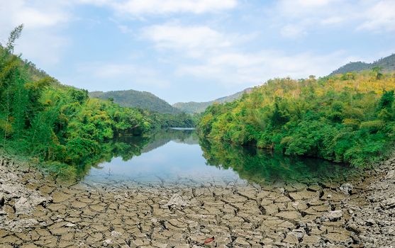 Ecology and Environment Drought dry ground and the water surface