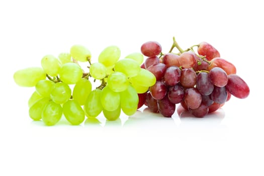Grape green and red on a white background