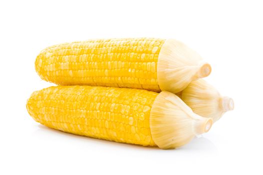 Corn boiled On a white background