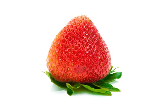 Fresh red strawberries on white background.