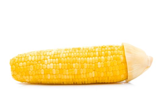 Corn boiled On a white background