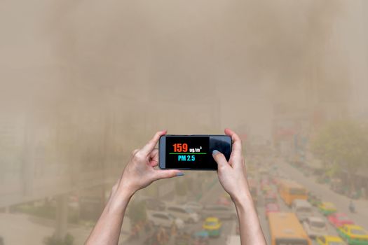Pollution in cities with dust smoke pm2.5