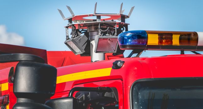 large halogen projector on a vehicle extrication of the firemen