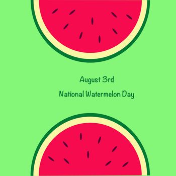 National Watermelon Day card at the light green background