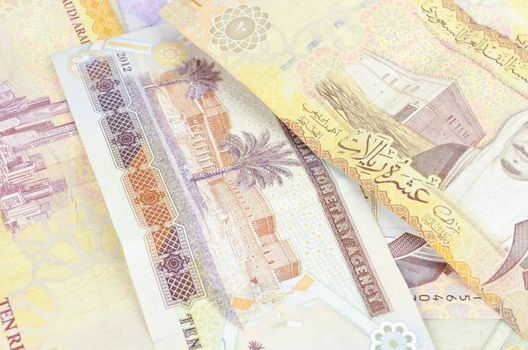 Saudi Arabia money on white background.