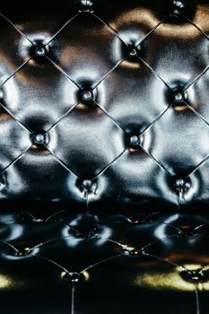 Close up black luxury leather sofa