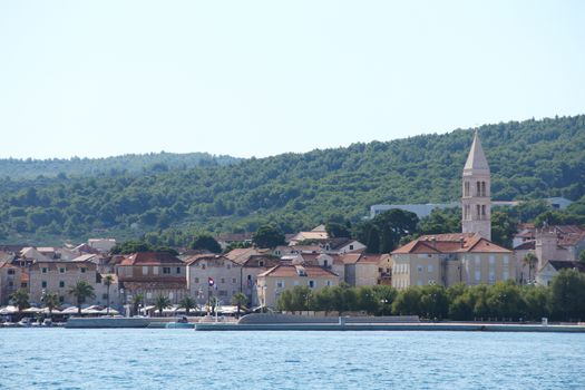 Supetar city in Brac island, Croatia, view from the sea