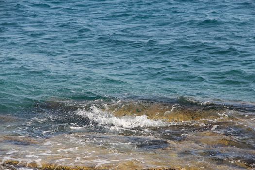 Wave of mediterranean sea close up natural background