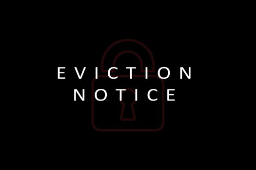Concept of warning tenant evection showing with tenant notice and lock as background