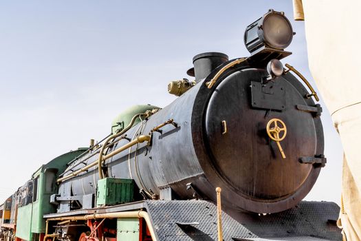 Steam locomotive, still in use, in the desert of Wadi Rum, Jordan, middle east
